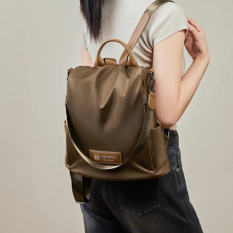 15 MINS Fabric Backpack Regular Women's Coffee/Midnight Black-3
