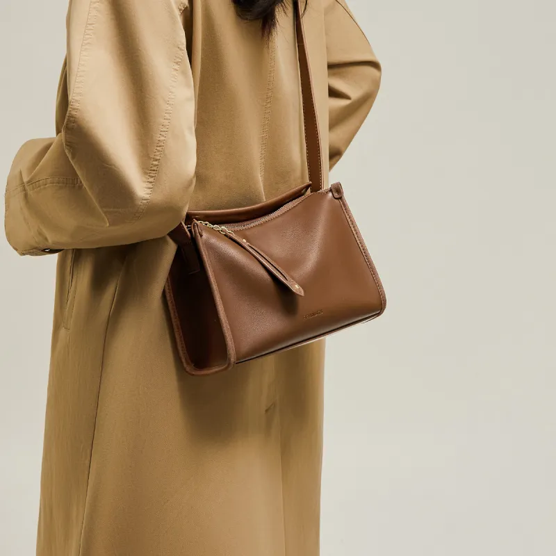 15 MINS Synthetic Leather Shoulder Bag Women's Cocoa Brown-1