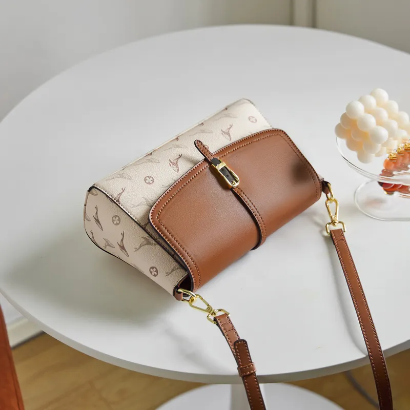 15 MINS PVC And Synthetic Leather Crossbody Bag Shoulder Bag Small Size Women's Coffee/Ecru-4