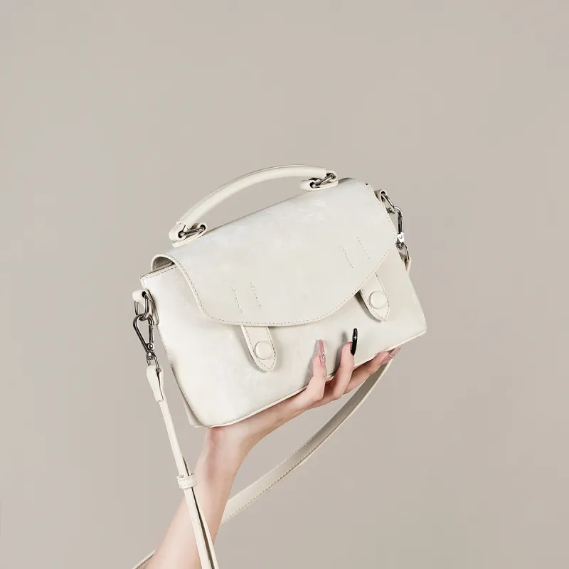 15 MINS Synthetic Leather One Shoulder Handbag Women's Ecru-3