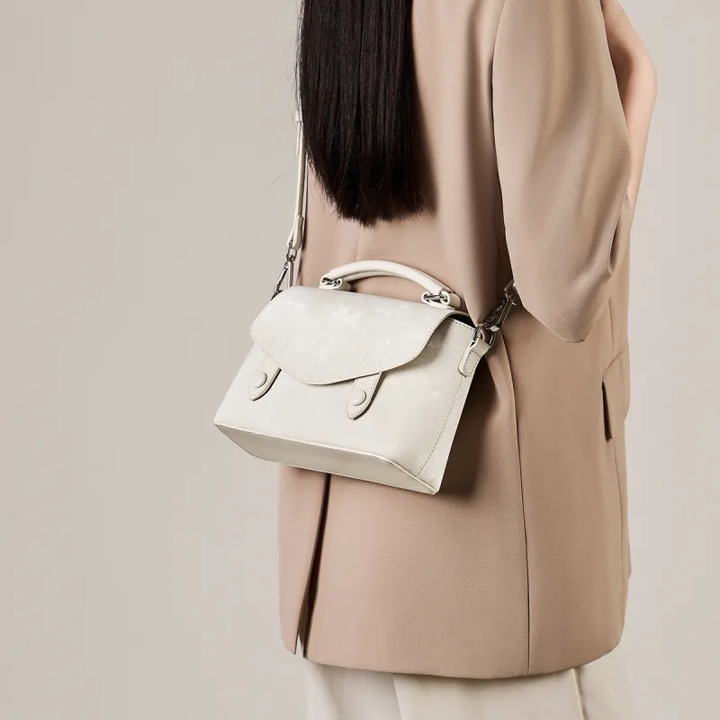 15 MINS Synthetic Leather One Shoulder Handbag Women's Ecru-2