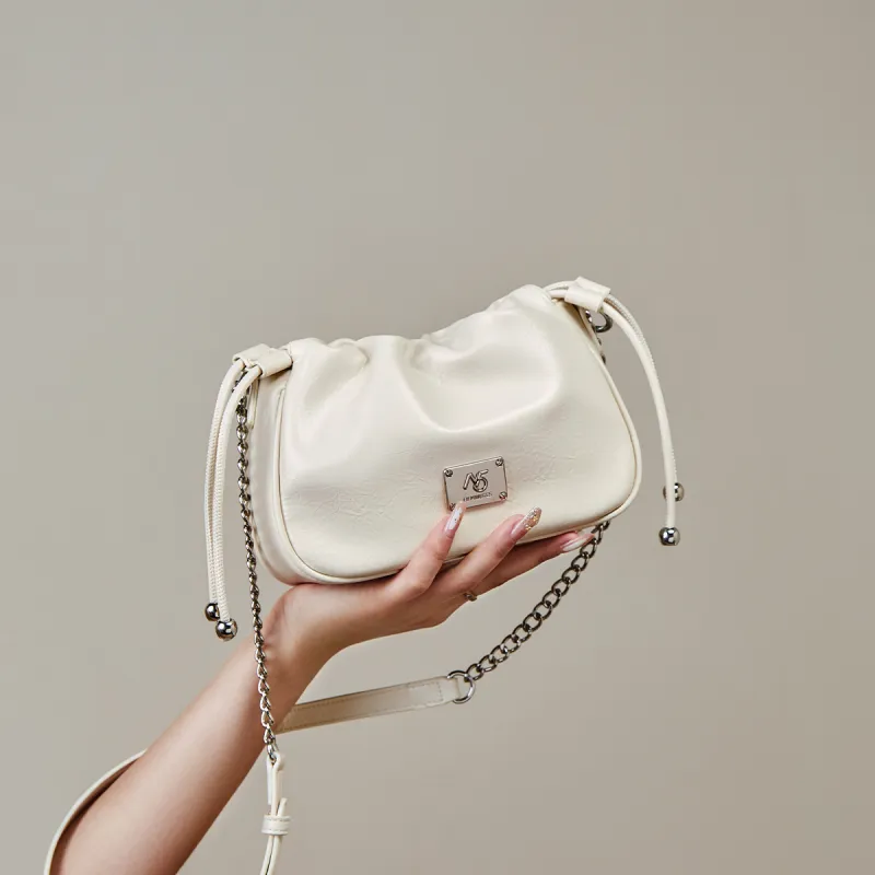 15 MINS Synthetic Leather Cloud Bag Trumpets Women's Space Silver/Ecru-7