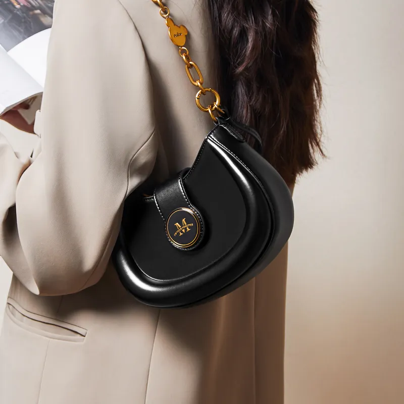 15 MINS Synthetic Leather Shoulder Bag Crossbody Bag Shoulder Bag Regular Women's Ecru & Apricot/Midnight Black/Coffee-6