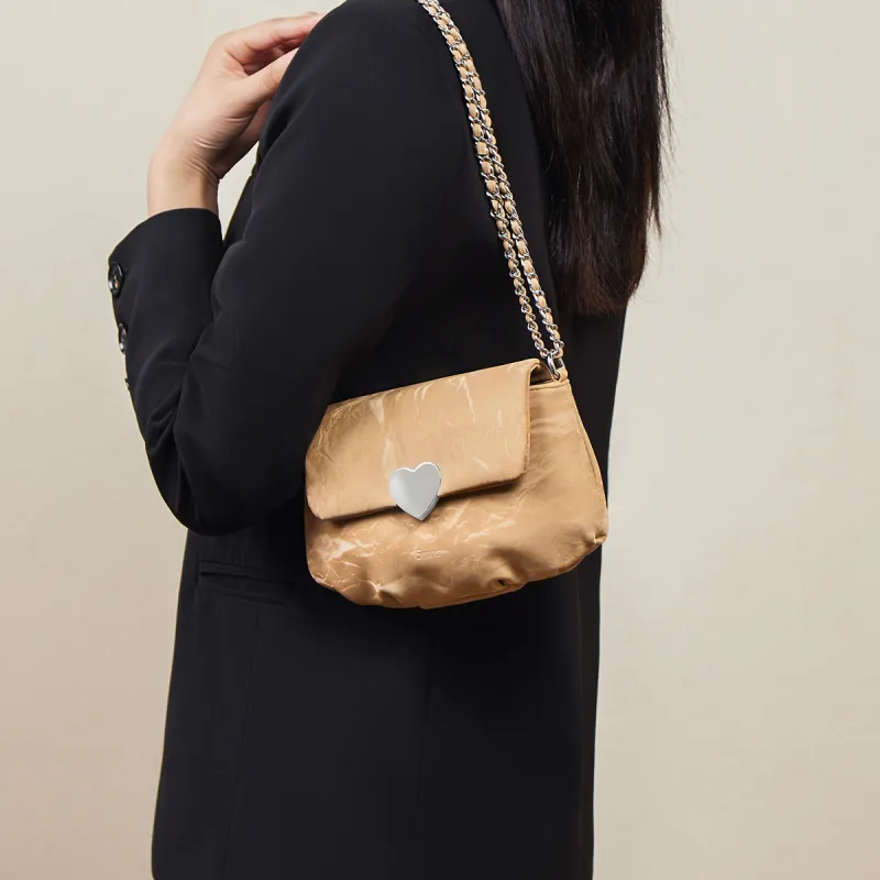 15 MINS Synthetic Leather Shoulder Bag Crossbody Bag Regular Women's Mousse White/Milk Tea Beige/Midnight Black-7
