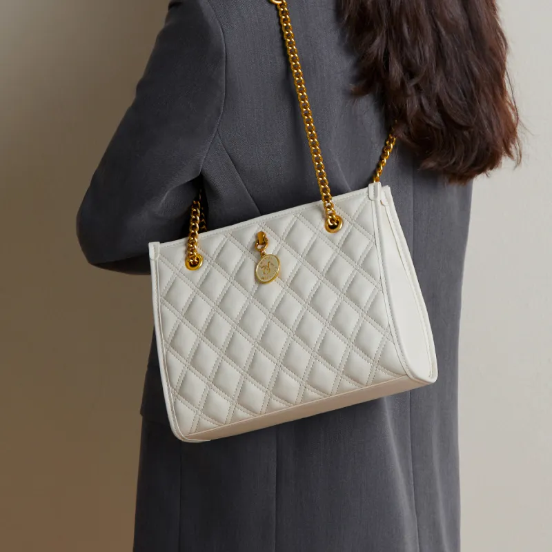 15 MINS Cow Leather Crossbody Bags Shoulder Bags Medium Size Women's Midnight Black/Ecru-6