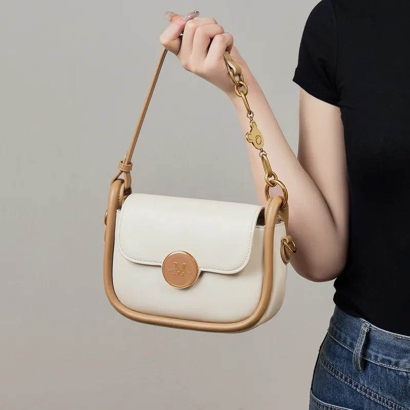 15 MINS Synthetic Leather Crossbody Bag Regular Women's Ecru & Brown/Midnight Black/Caramel Brown-1