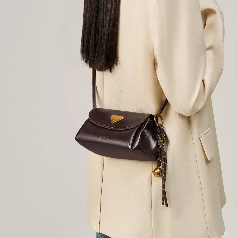 15 MINS Synthetic Leather Small Square Bag, Crossbody Bag, Shoulder Bag Women's Black/Coffee-7