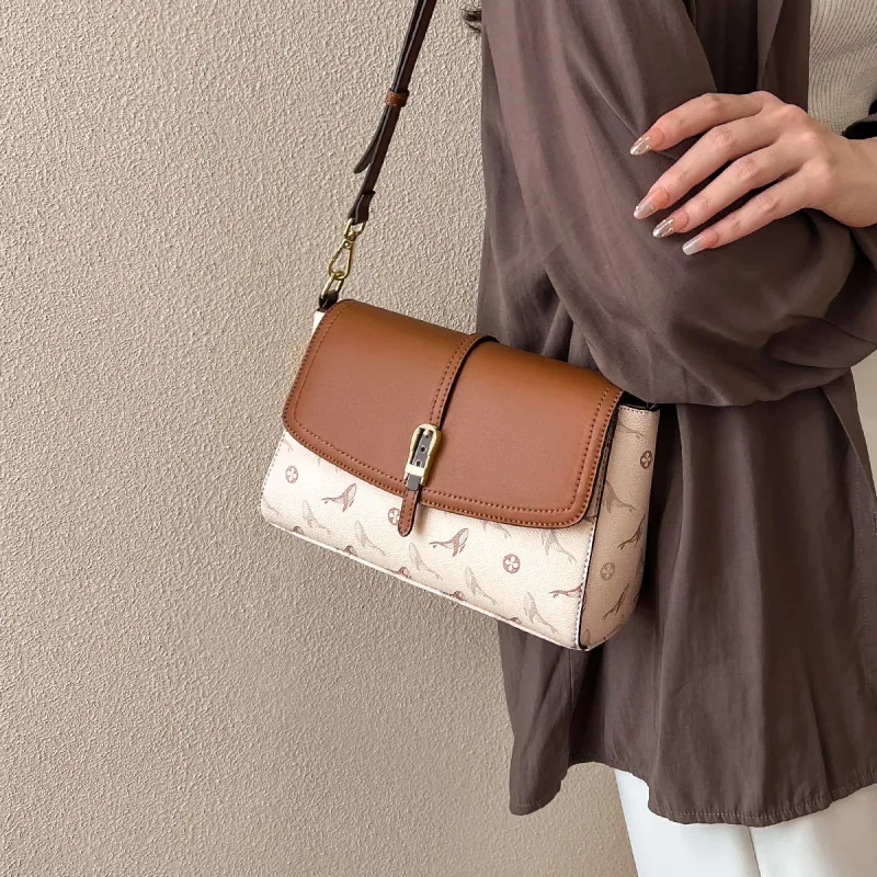 15 MINS PVC And Synthetic Leather Crossbody Bag Shoulder Bag Small Size Women's Coffee/Ecru-3