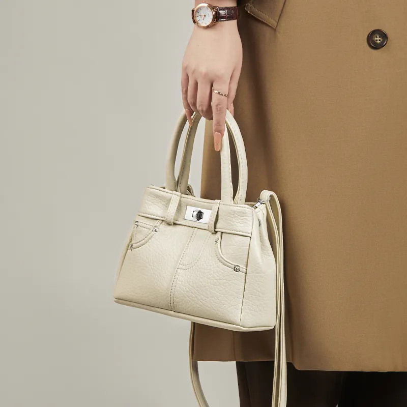 15 MINS Synthetic Leather Tote Handbag Shoulder Bag Crossbody Bag Regular Women's Ecru/Brown/Black-1