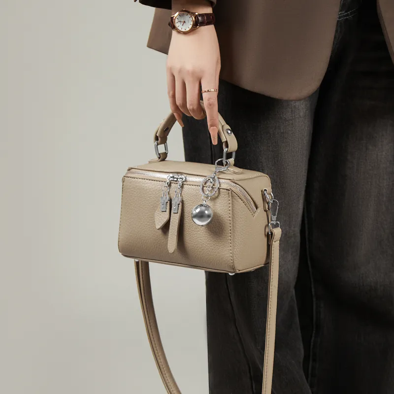 15 MINS Synthetic Leather Box Bag, Handbag, Crossbody Bag, Shoulder Bag Regular Women's Black Khaki Coffee-7