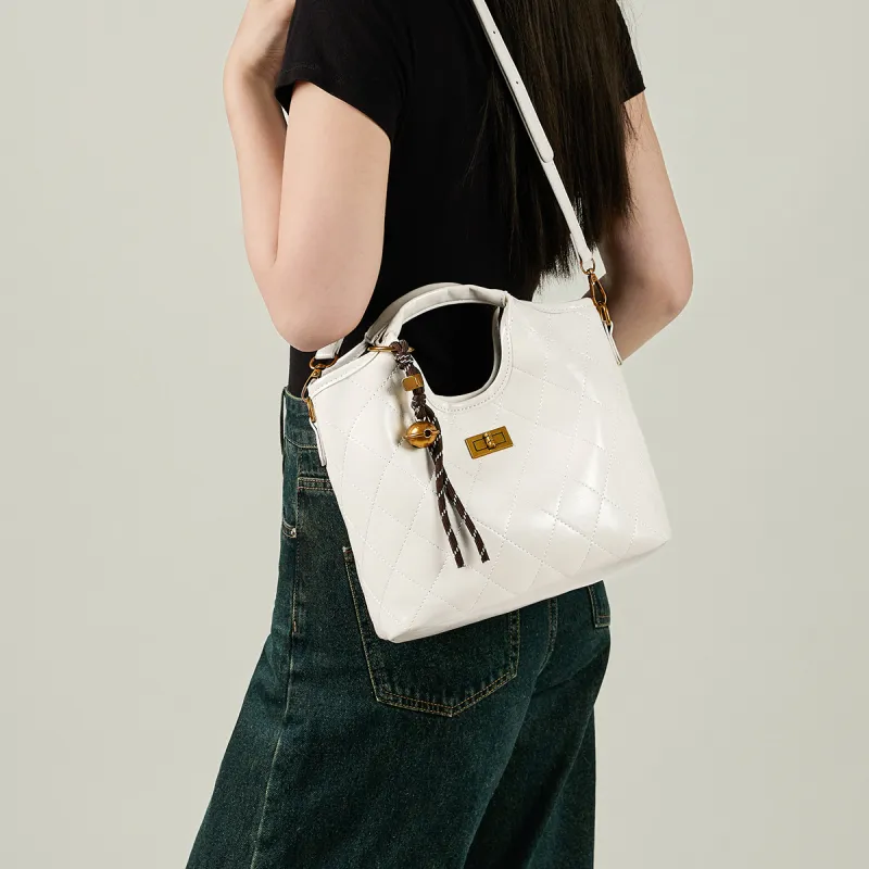 15 MINS Synthetic Leather One Shoulder Handbag, Crossbody Bag Regular Women's Ecru/Black/Coffee-1