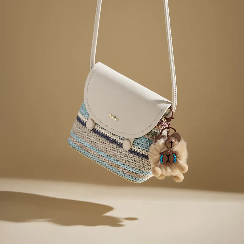 15 MINS Synthetic Leather Shoulder Bag, Crossbody Bag Women's Rainbow White-2
