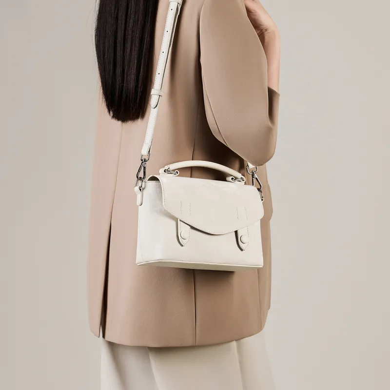 15 MINS Synthetic Leather One Shoulder Handbag Women's Ecru-1