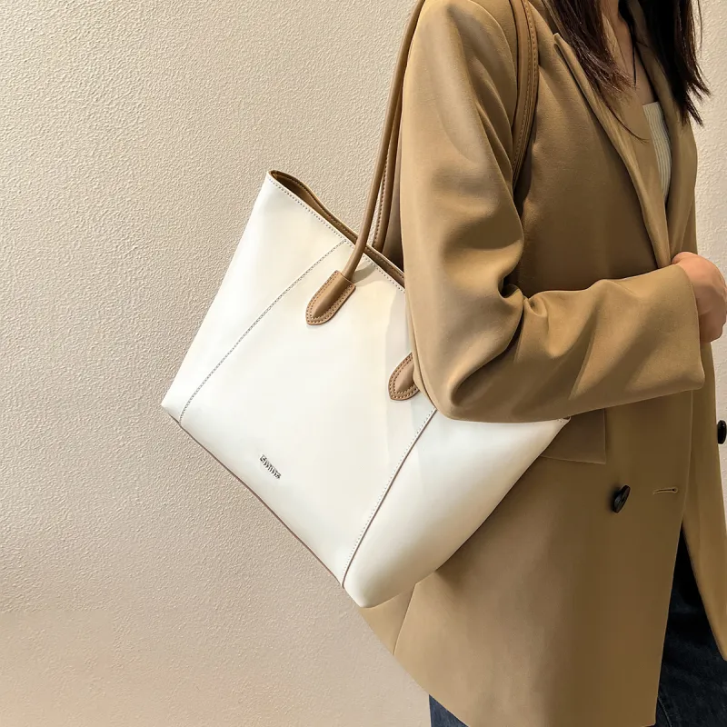 15 MINS Cow Leather Versatile Shoulder Bag With A Unique Style Regular Women's Ecru & Apricot-3