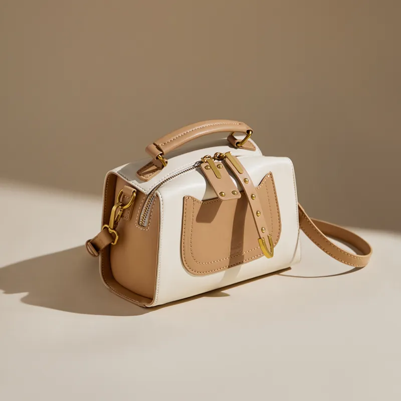15 MINS Synthetic Leather Shoulder Bag, Crossbody Bag, Handbag Women's Ecru & Apricot-4