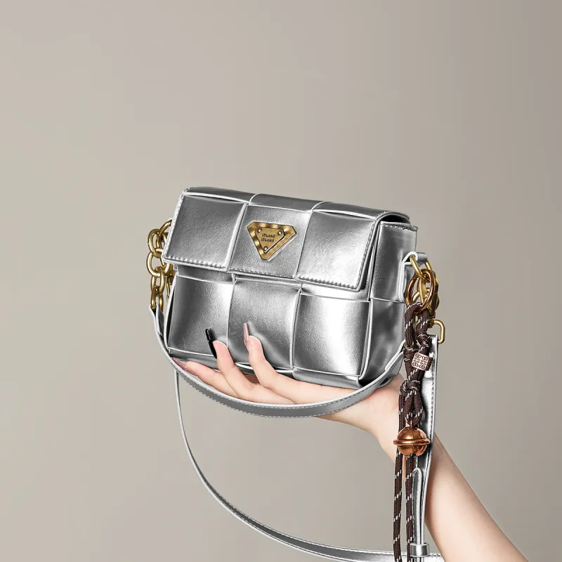 15 MINS Synthetic Leather Shoulder Bag, Crossbody Bag, Handbag Women's Pearl Blue/Silver-7