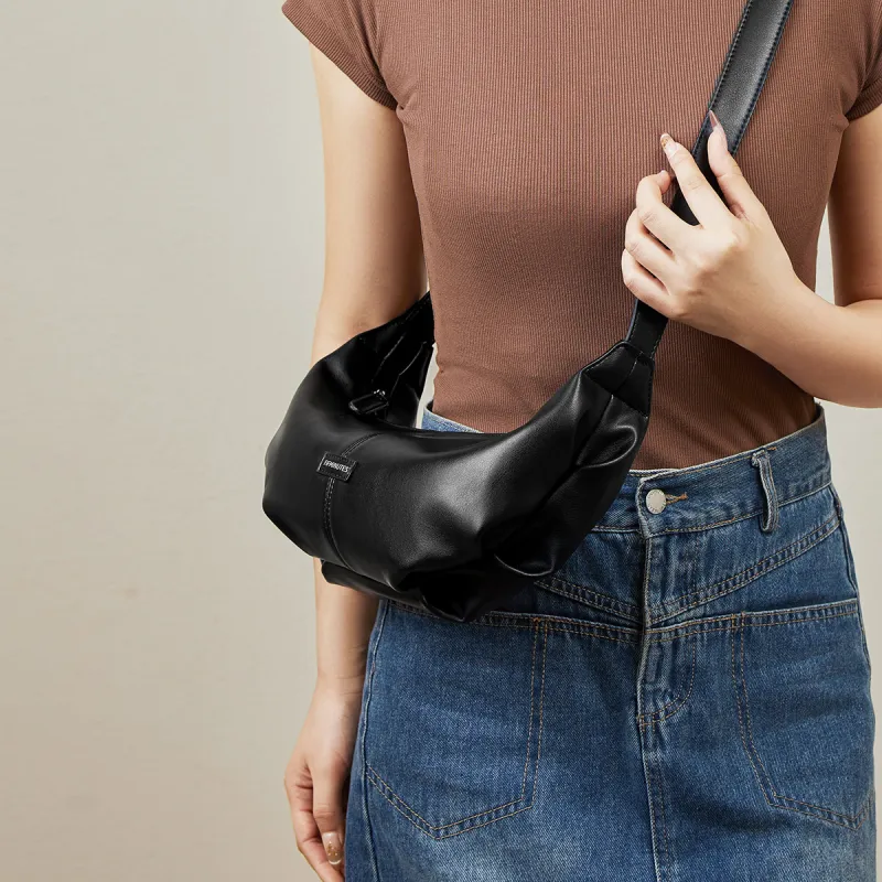 15 MINS Synthetic Leather Shoulder Bag Large Size Women's Coffee/Midnight Black-5