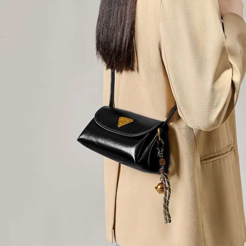 15 MINS Synthetic Leather Small Square Bag, Crossbody Bag, Shoulder Bag Women's Black/Coffee-3