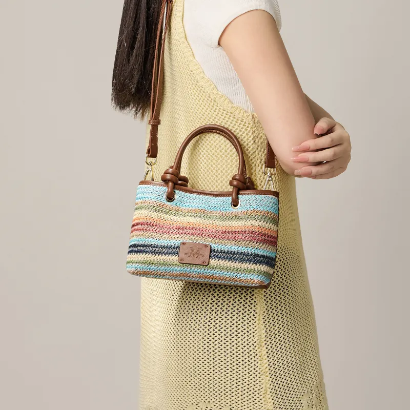 15 MINS Fabric, Synthetic Leather Handbag Small Size Women's Rainbow-4