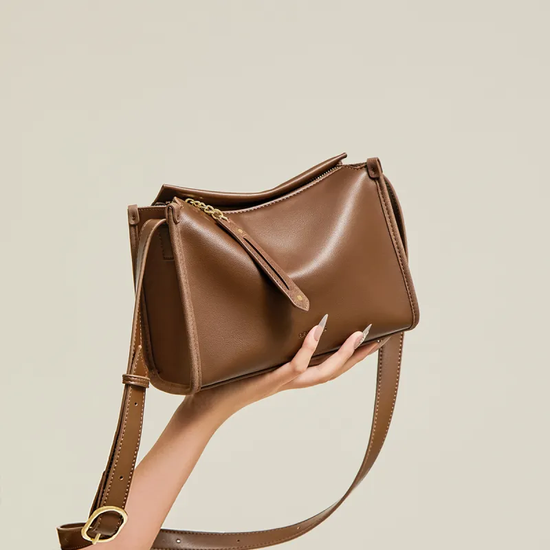 15 MINS Synthetic Leather Shoulder Bag Women's Cocoa Brown-4