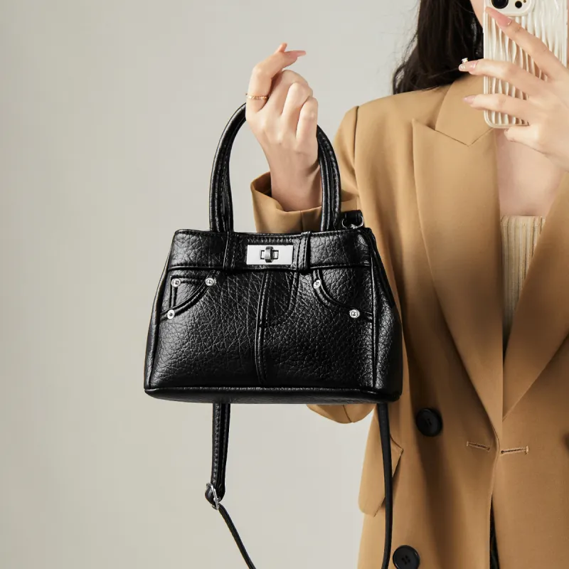 15 MINS Synthetic Leather Tote Handbag Shoulder Bag Crossbody Bag Regular Women's Ecru/Brown/Black-10