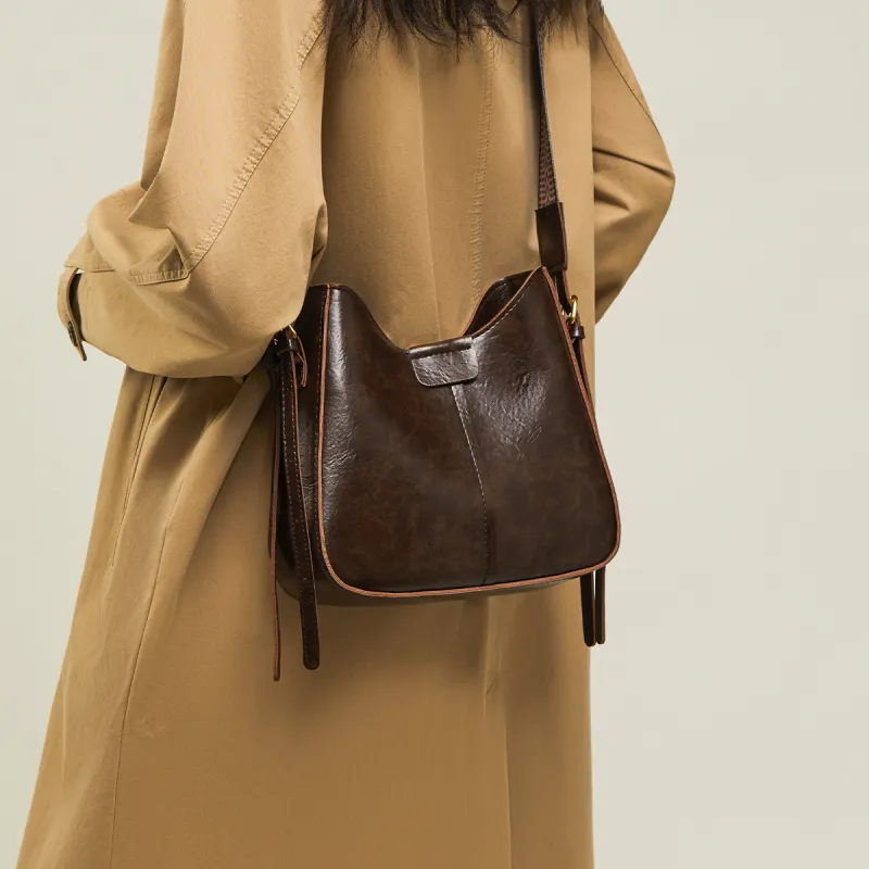 15 MINS Synthetic Leather Shoulder Bag Crossbody Bag Saddle Bag Regular Women's Coffee/Brown/Black-1