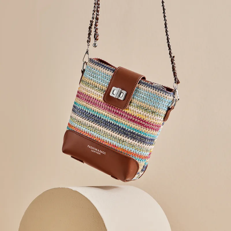 15 MINS Fabric, Synthetic Leather Crossbody Bag, Shoulder Bag Women's Multicolor-1