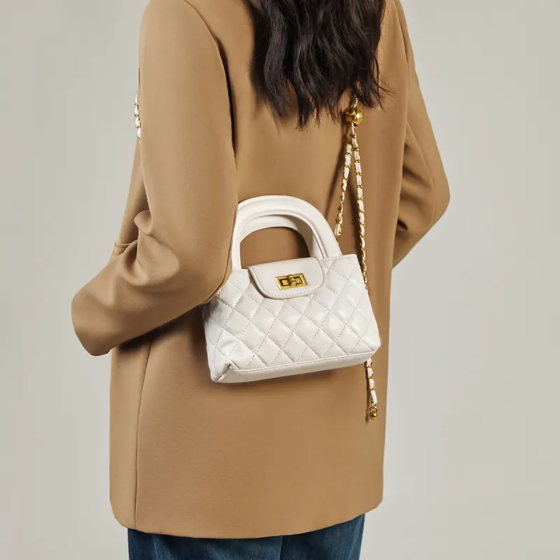 15 MINS Synthetic Leather Portable Crossbody Bag Shoulder Bag Mini Women's Pink/White/Black-7