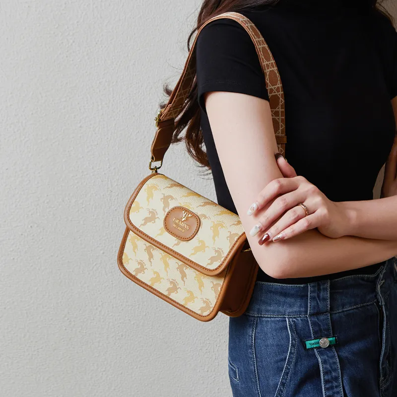 15 MINS PVC Small Square Bag Shoulder Bag Regular Women's Coffee/Beige Yellow-6