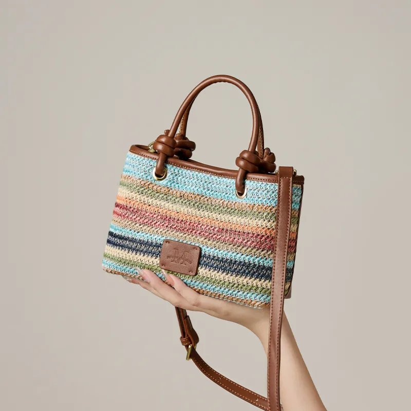15 MINS Fabric, Synthetic Leather Handbag Small Size Women's Rainbow-3
