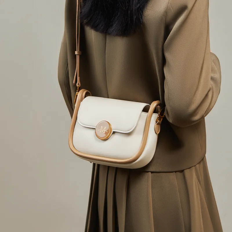 15 MINS Synthetic Leather Crossbody Bag Regular Women's Ecru & Brown/Midnight Black/Caramel Brown-3