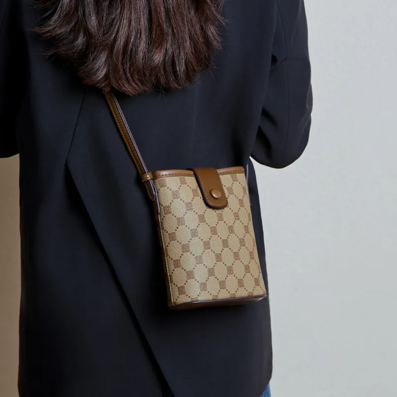 15 MINS PVC And Synthetic Leather Mom Cell Phone Pouch Crossbody Bag Shoulder Bag Mini Women's Coffee-2