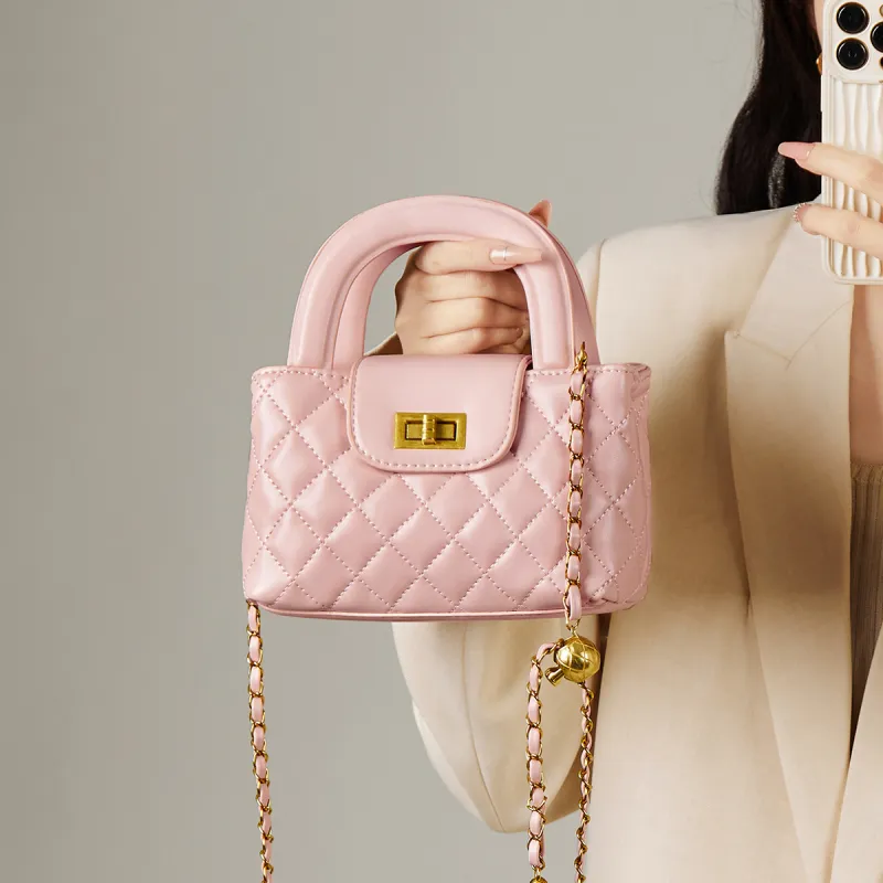 15 MINS Synthetic Leather Portable Crossbody Bag Shoulder Bag Mini Women's Pink/White/Black-1
