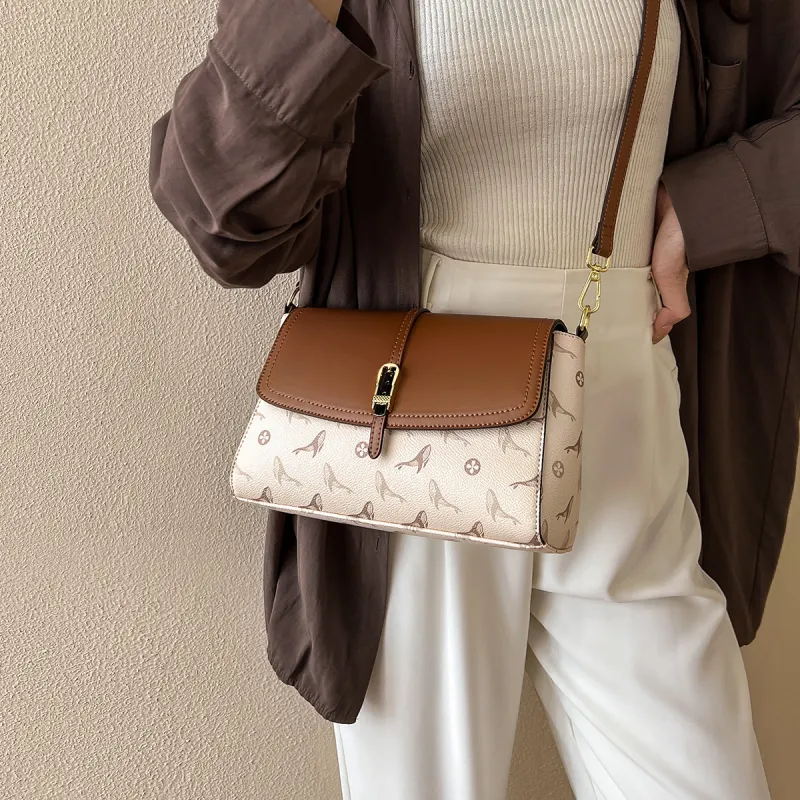15 MINS PVC And Synthetic Leather Crossbody Bag Shoulder Bag Small Size Women's Coffee/Ecru-2