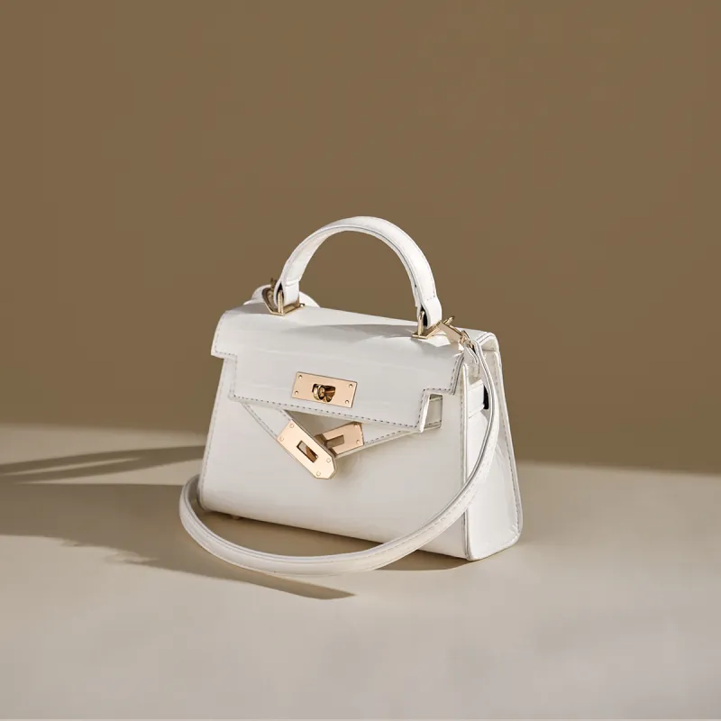 15 MINS Synthetic Leather Kelly Bag, Shoulder Bag, Crossbody Bag, Handbag Regular Women's Pink/White/Black-3