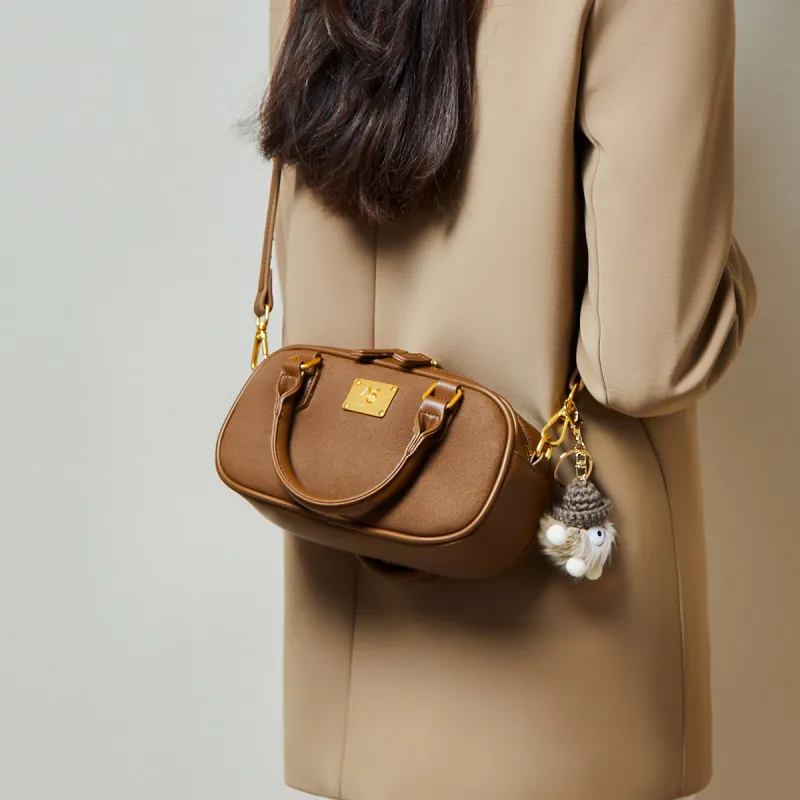15 MINS PU Premium Bowling Bag Crossbody Bag Handbag Regular Women's Caramel Brown-4
