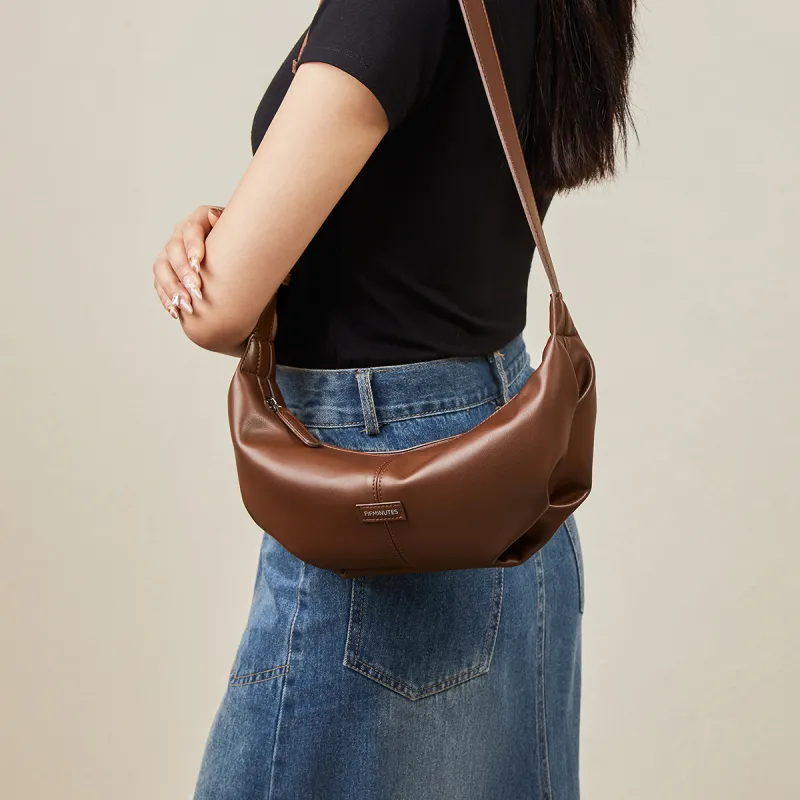 15 MINS Synthetic Leather Shoulder Bag Large Size Women's Coffee/Midnight Black-3