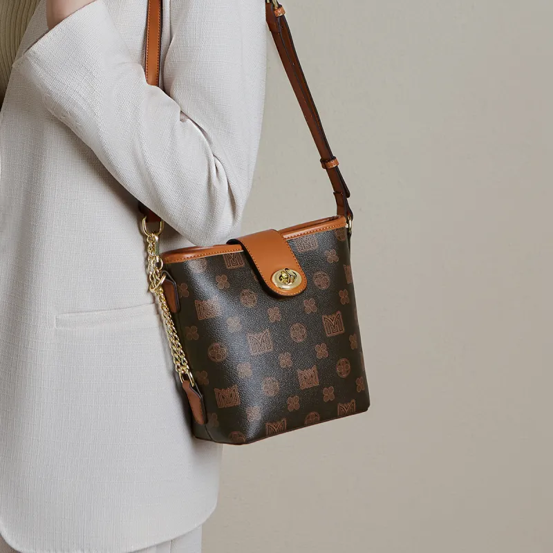 15 MINS PVC Shoulder Bag, Crossbody Bag Trumpets Women's Coffee/Ecru-3
