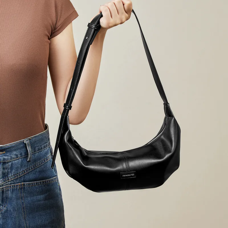 15 MINS Synthetic Leather Shoulder Bag Large Size Women's Coffee/Midnight Black-6