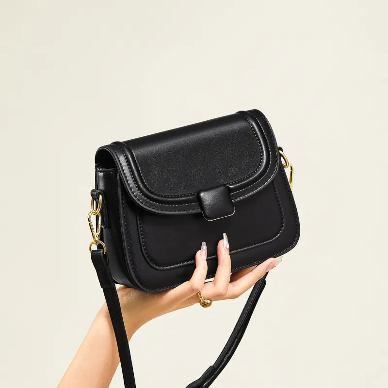 15 MINS Synthetic Leather Tofu Bag Small Square Bag Crossbody Bag Shoulder Bag Regular Women's Brown/Black-3