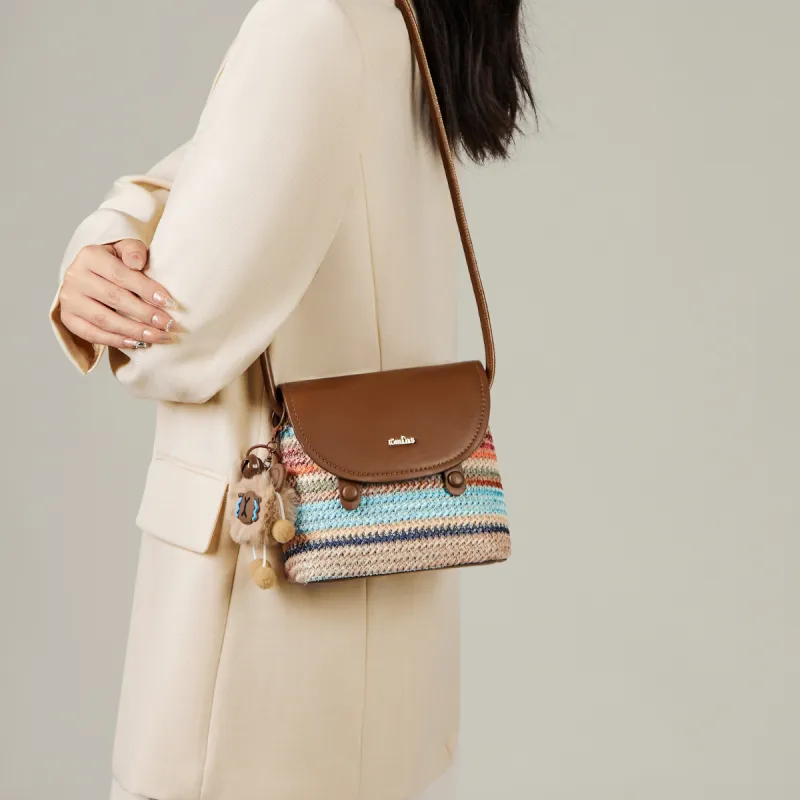 15 MINS Fabric, Synthetic Leather Cell Phone Pouch, Shoulder Bag, Crossbody Bag Mini Women's Rainbow-3