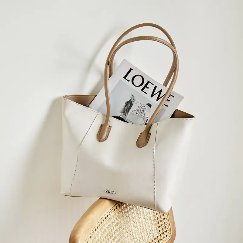 15 MINS Cow Leather Versatile Shoulder Bag With A Unique Style Regular Women's Ecru & Apricot-2
