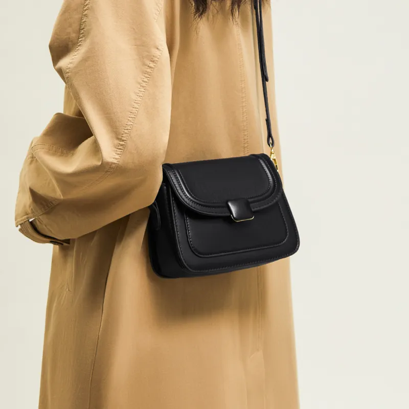 15 MINS Synthetic Leather Tofu Bag Small Square Bag Crossbody Bag Shoulder Bag Regular Women's Brown/Black-2