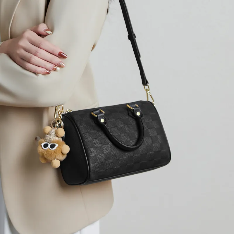 15 MINS Cow Leather Crossbody Bag Mom Bag Small Size Women's Ecru & Apricot/Midnight Black/Caramel Brown-7