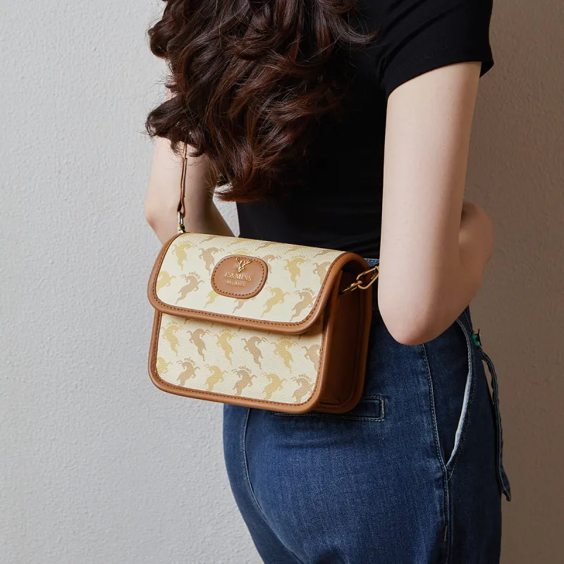 15 MINS PVC Small Square Bag Shoulder Bag Regular Women's Coffee/Beige Yellow-8