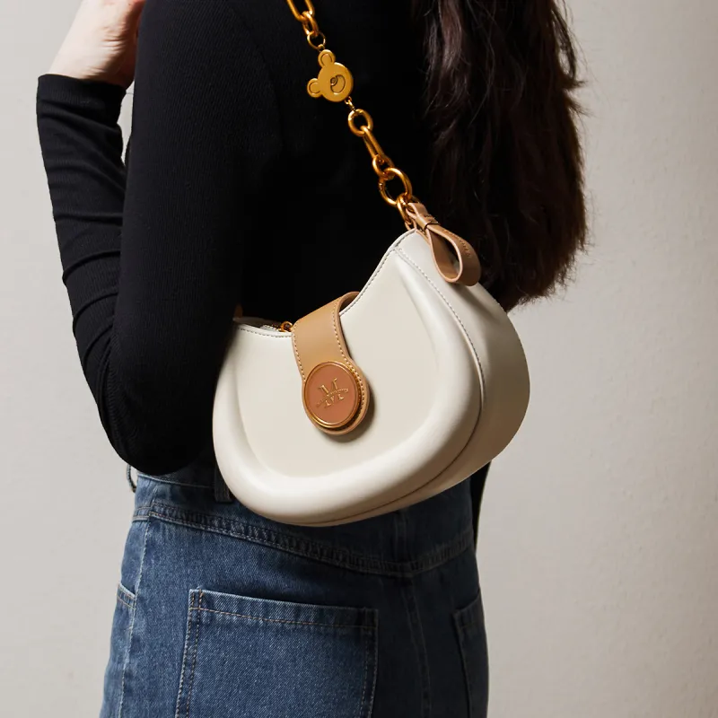 15 MINS Synthetic Leather Shoulder Bag Crossbody Bag Shoulder Bag Regular Women's Ecru & Apricot/Midnight Black/Coffee-2