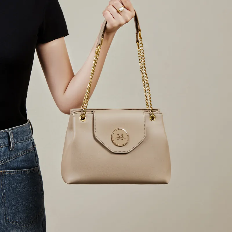 15 MINS Cow Leather With Synthetic Leather Handbag, Crossbody Bag, Shoulder Bag Regular Women's Oat/Coffee-1