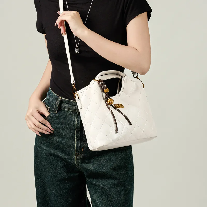 15 MINS Synthetic Leather One Shoulder Handbag, Crossbody Bag Regular Women's Ecru/Black/Coffee-2
