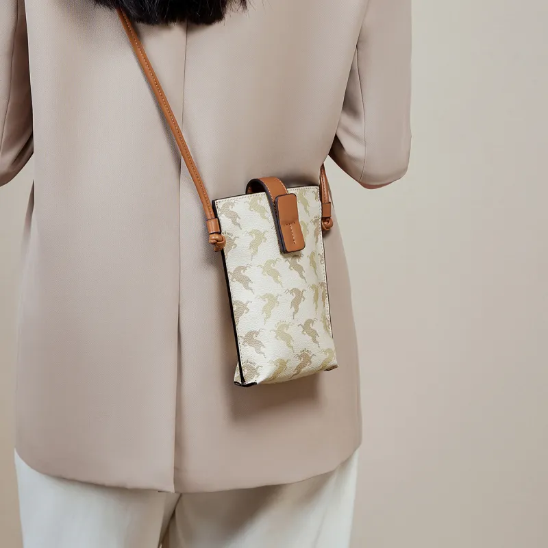 15 MINS PVC Cell Phone Pouch Crossbody Bag Small Bag Women's Bag Regular Women's Coffee/Beige Yellow-7
