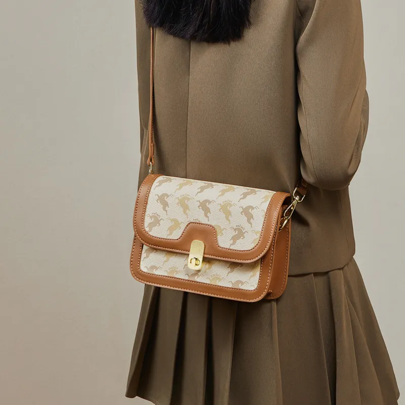 15 MINS PVC Envelope Bag, Crossbody Bag, Shoulder Bag Trumpets Women's Coffee/Beige Yellow-5